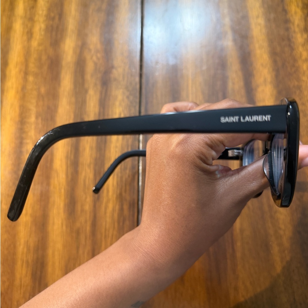 Saint Laurent Black Oversized Cat-Eye Glasses - Picture 4 of 6
